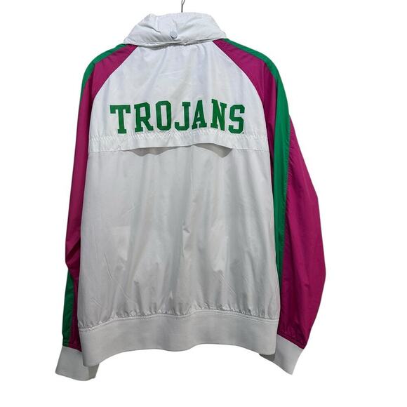 Nike Women's White Pink USC Trojans Full Zip Wind Breaker Jacket Size Large - Picture 2 of 7